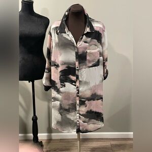 Torrid sheer Pink and Black Abstract Top